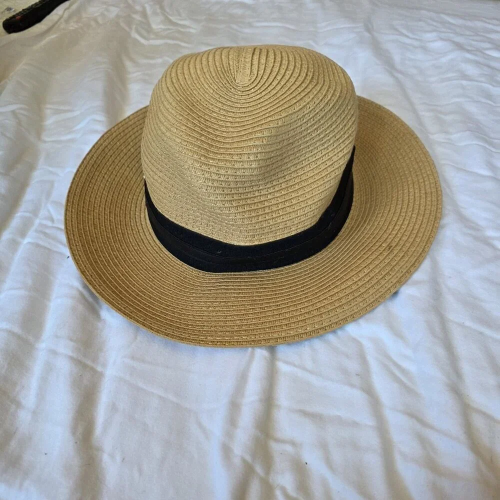 VINCE CAMUTO 100% PAPER STRAW ADJUSTABLE WIDE Brim HAT One Size